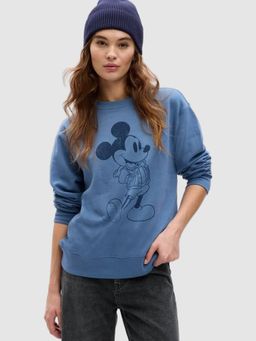 GAP - Women Cotton Blend Blue Graphic Sweatshirt