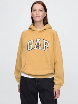 GAP - Women Cotton Blend Yellow Graphic Hoodie