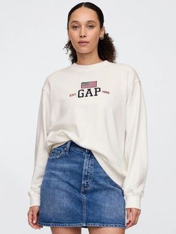 GAP - Women Cotton Blend White Embroidered Sweatshirt