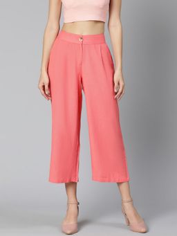 Oxolloxo - Cotton Coral Women Mid Waist Culottes