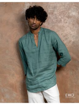 EKKO - Green Linen Slim Fit Casual Shirt