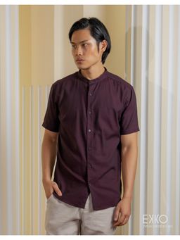 EKKO - Purple Cotton Slim Fit Casual Shirt
