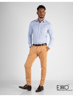 EKKO - Blue Cotton Slim Fit Formal Shirt