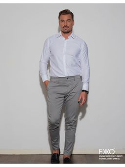 EKKO - White Cotton Slim Fit Formal Shirt
