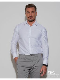 EKKO - White Cotton Slim Fit Formal Shirts