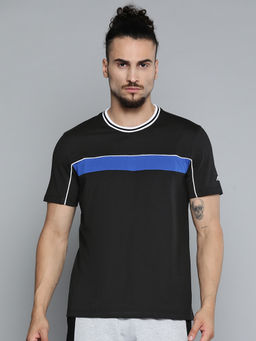 Alcis - Men Black Colorblock Slim Fit Gym T-shirt