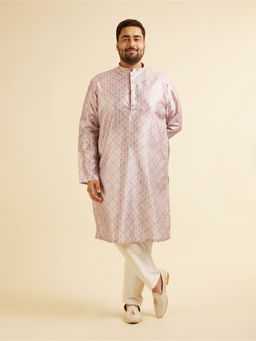 Manyavar - Pink Printed Embroidered Kurta with Churidar (Set of 2)