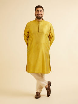 Manyavar - Green Woven Sequined Kurta with Churidar (Set of 2)