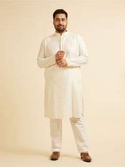 Manyavar - Off White Woven Thread Kurta with Churidar (Set of 2)