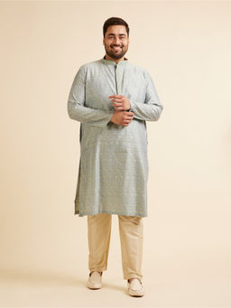 Manyavar - Green Blended Viscose Embroidered Kurta with Pyjama (Set of 2)