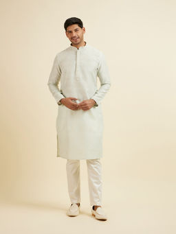 Manyavar - Green Buta Print Kurta with Churidar (Set of 2)