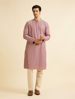 Manyavar - Dusty Pink Embroidered Sequin Kurta with Churidar (Set of 2)