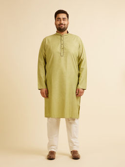 Manyavar - Green Solid Blended Viscose Kurta with Churidar (Set of 2)