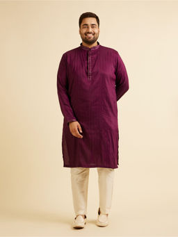Manyavar - Purple Art Silk Embroidery Sequined Kurta with Churidar (Set of 2)