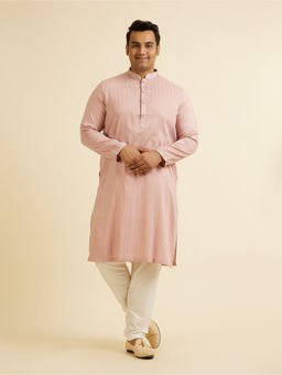 Manyavar - Pink Art Silk Embroidery Sequined Kurta with Churidar (Set of 2)