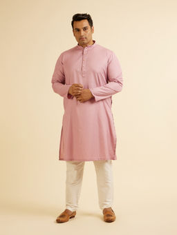Manyavar - Pink Blended Cotton Printed Kurta with Churidar (Set of 2)