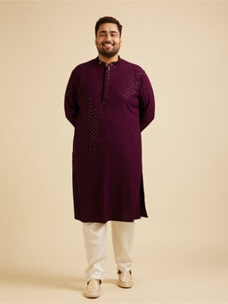 Manyavar - Purple Viscose Chikankari Kurta with Pyjama (Set of 2)