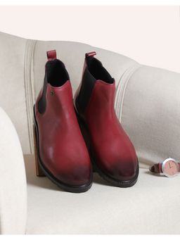 Monte Carlo - Mens Leather Chelsea Boots - Red