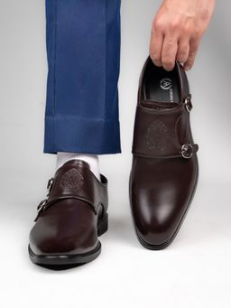 Alberto Torresi - Alberto Torrisi Mens Men's Toro Dark Brown Double Monk Straps Shoes - Brown