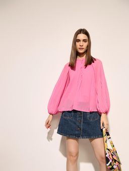 ONLY - Women's Solid Regular Fit Pink Top