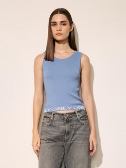 ONLY - Women's Solid Slim Fit Blue Top