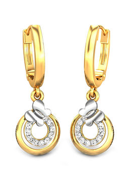 Candere by Kalyan Jewellers - 18K BIS Hallmark Yellow Gold & Diamond Butterfly Earrings