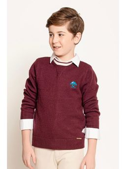 One Friday - Boys Maroon Round Neck Sweater