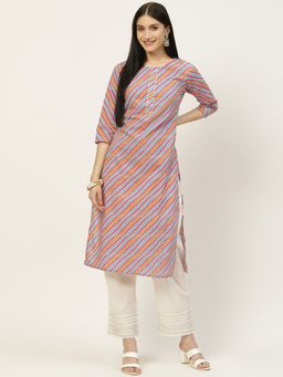 Maaesa - Leheriya Printed Cotton Straight Kurta