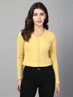 RIGO - Women Yellow Waffle Crop Shirt