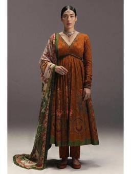 Gahan - Womens Rayon Blend Printed Anarkali Kurta & Pant with Dupatta