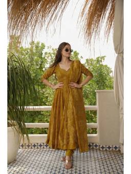 Gahan - Womens Green Rayon Blend Printed Anarkali Kurta & Pant with Dupatta