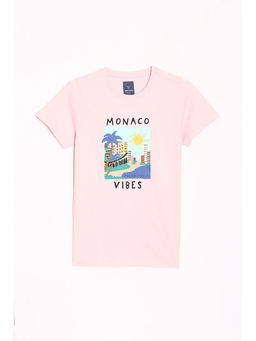 Allen Solly - Boys Pink Regular Fit Graphic Print Crew Neck T-Shirt