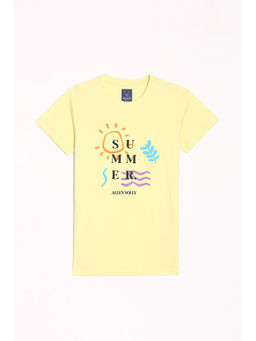 Allen Solly - Boys Yellow Regular Fit Graphic Print Crew Neck T-Shirt
