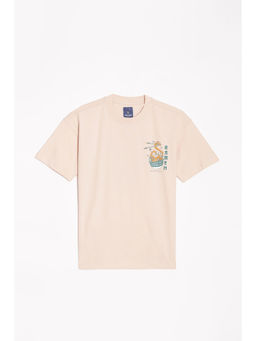 Allen Solly - Boys Beige Regular Fit Graphic Print Crew Neck T-Shirt