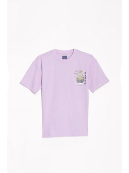 Allen Solly - Boys Purple Regular Fit Graphic Print Crew Neck T-Shirt