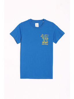 Allen Solly - Boys Blue Regular Fit Graphic Print Crew Neck T-Shirt