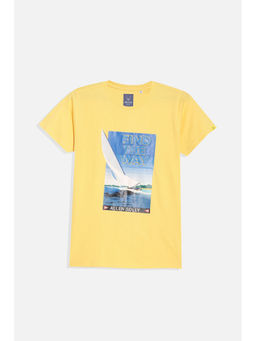 Allen Solly - Boys Yellow Regular Fit Graphic Print Crew Neck T-Shirt