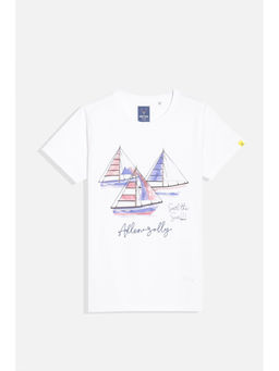 Allen Solly - Boys White Regular Fit Graphic Print Half Sleeves T-Shirt
