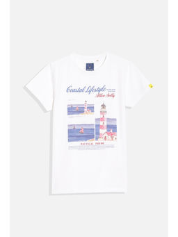Allen Solly - Boys White Regular Fit Graphic Print T-Shirt