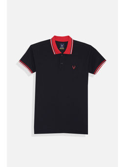 Allen Solly - Boys Black Regular Fit Solid Polo Neck T-Shirt