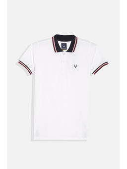 Allen Solly - Boys White Regular Fit Solid Polo Neck T-Shirt
