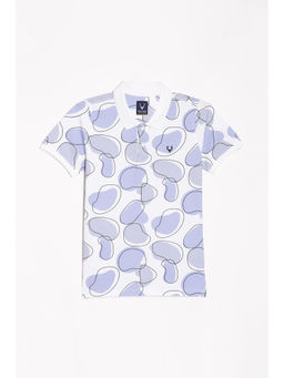 Allen Solly - Boys White Regular Fit Print Polo Neck T-Shirt
