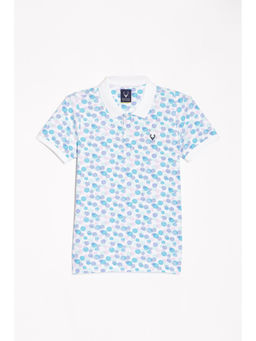 Allen Solly - Boys Blue Regular Fit Print Polo Neck T-Shirt