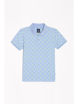 Allen Solly - Boys Light Blue Regular Fit Print Polo Neck T-Shirt