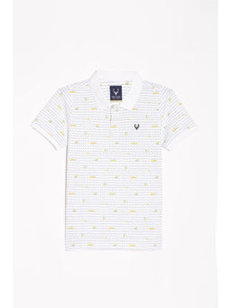 Allen Solly - Boys White Regular Fit Print Polo Neck T-Shirt