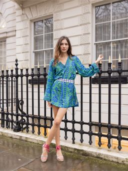 MIRIPRET - Phoenix Blue Mini Sheath Dress with Belt (Set of 2)