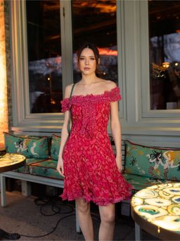 MIRIPRET - Scarlet Pink Mini Fit and Flare Dress