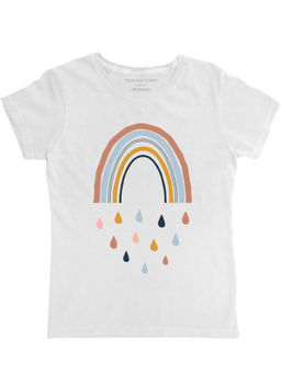 THREADCURRY - Rainbow and Rain Graphic Printed T-Shirt - White