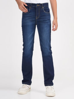 ZION - Boys' Navy Blue Cotton Light Fade Jeans