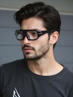 TED SMITH - Unisex Brat Black Wrap Around Shooting Sunglass With Uv Protected Lens